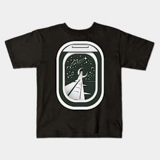 Plane window seat with midnight sky Kids T-Shirt